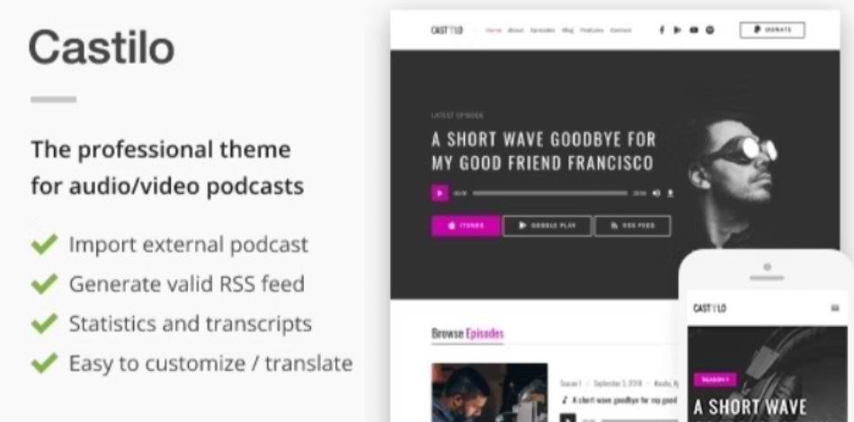 Castilo WordPress podcast theme 